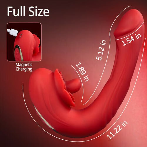 Acmejoy- Rose Rotation Tongue Licking Flapping Vibrator Vibrators - Tophatter Daily Deals