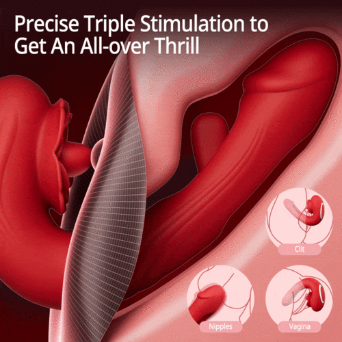 Acmejoy- Rose Rotation Tongue Licking Flapping Vibrator Vibrators - Tophatter Daily Deals