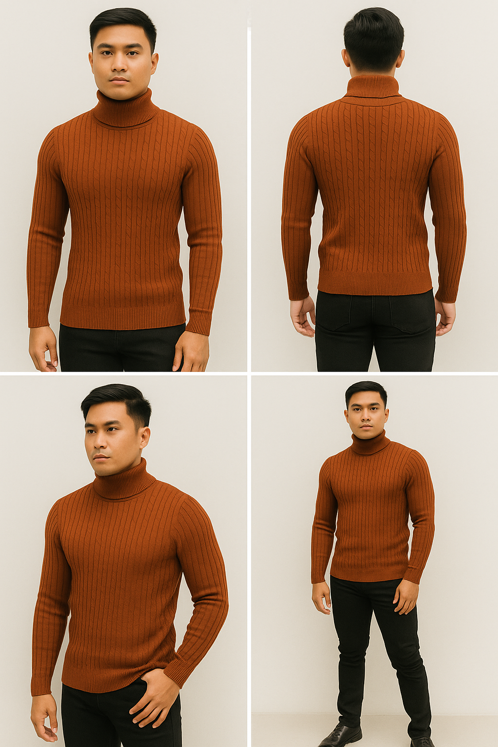 Men's Turtleneck Warm Pullover Knitted Sweater (Brown) Apparel & Accessories > Clothing > Clothing Tops > Sweaters - Tophatter Daily Deals