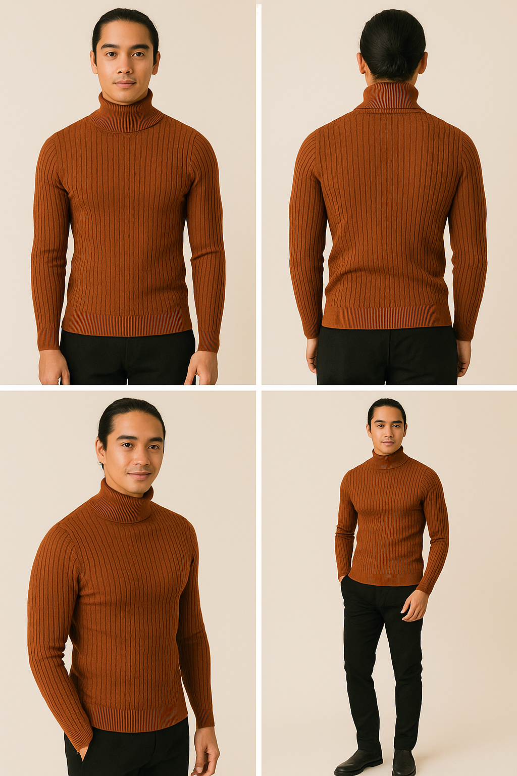 Men's Turtleneck Warm Pullover Knitted Sweater (Brown) Apparel & Accessories > Clothing > Clothing Tops > Sweaters - Tophatter Daily Deals