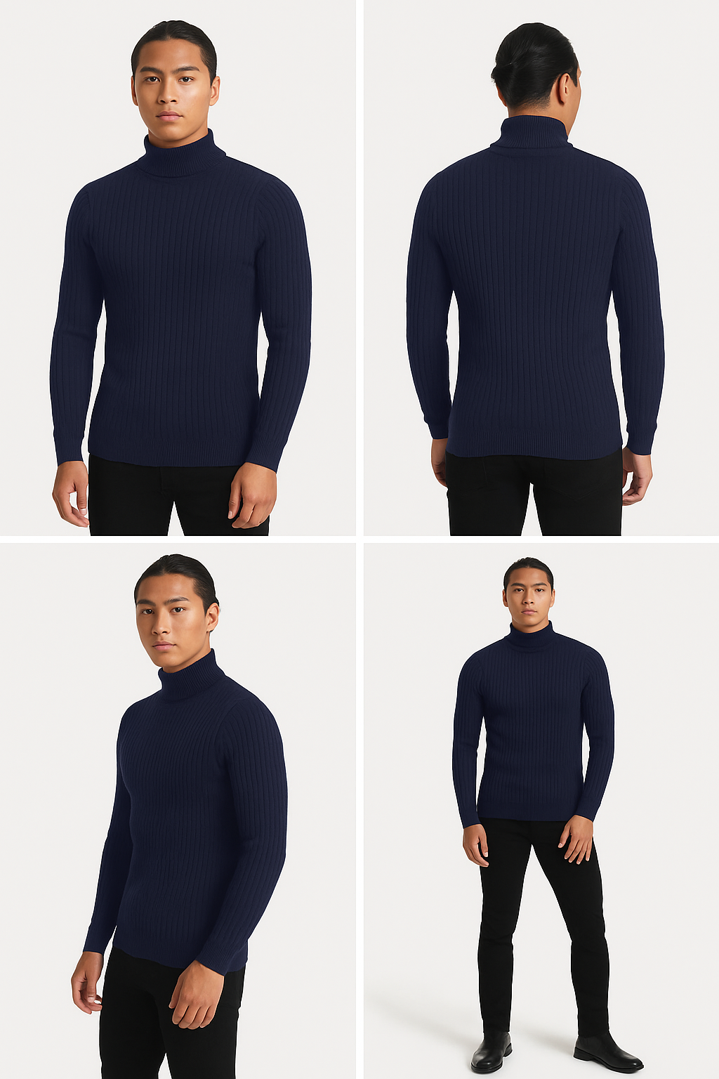 Men's Turtleneck Warm Pullover Knitted Sweater (Navy Blue) Apparel & Accessories > Clothing > Clothing Tops > Sweaters - Tophatter Daily Deals