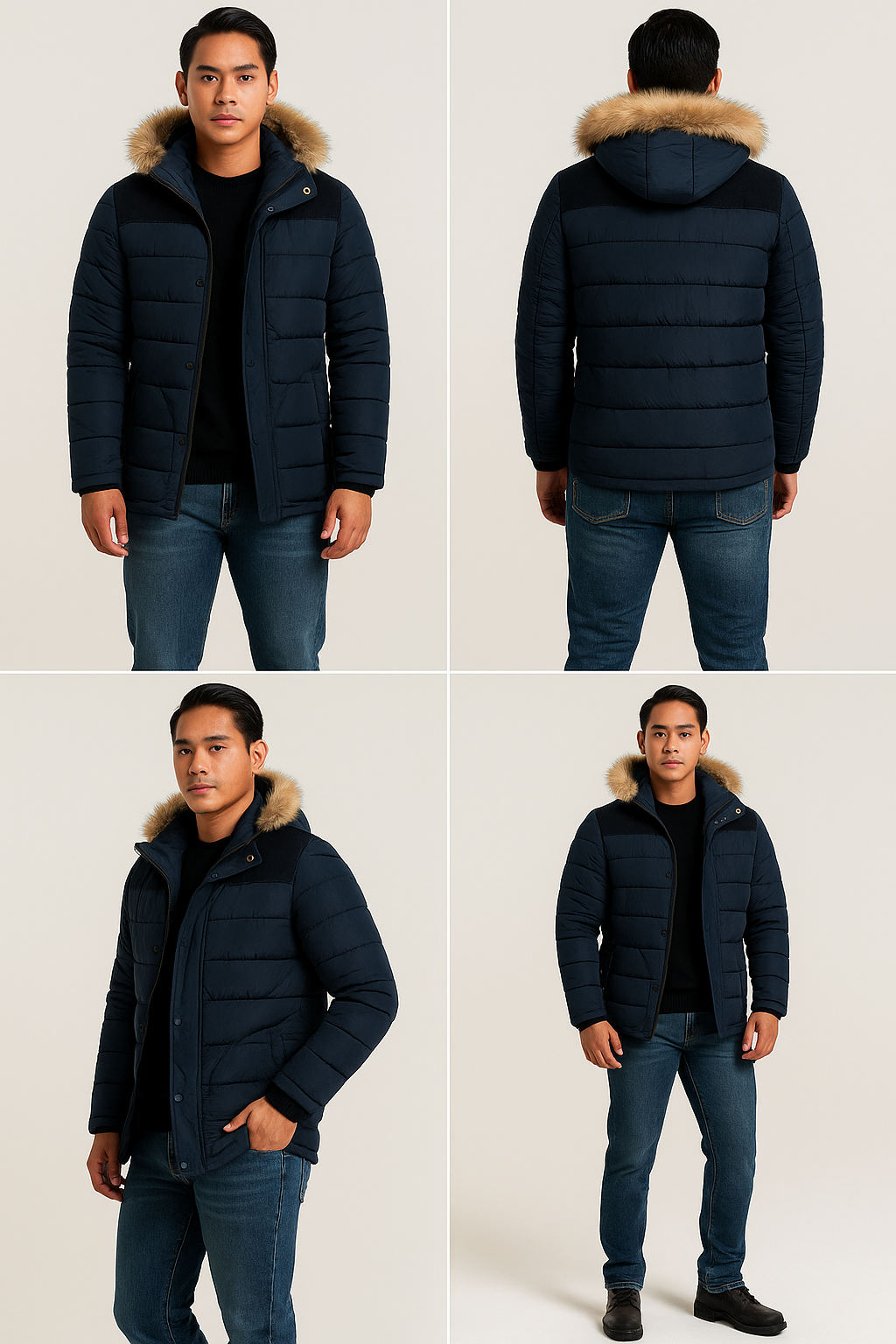 Men's Thick Hooded Winter Parka Jacket Coat (Dark Blue) Apparel & Accessories > Clothing > Outerwear > Coats & Jackets > Parkas - Tophatter Daily Deals