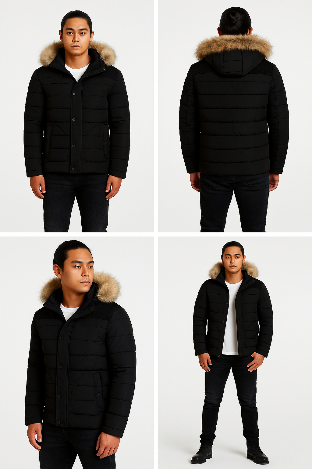 Men's Thick Hooded Winter Parka Jacket Coat (Black) Apparel & Accessories > Clothing > Outerwear > Coats & Jackets > Parkas - Tophatter Daily Deals