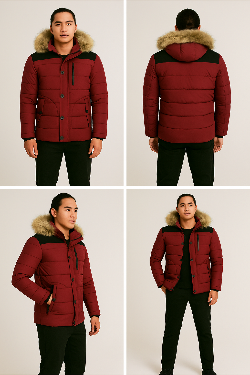Men's Thick Hooded Winter Parka Jacket Coat (Red) Apparel & Accessories > Clothing > Outerwear > Coats & Jackets > Parkas - Tophatter Daily Deals