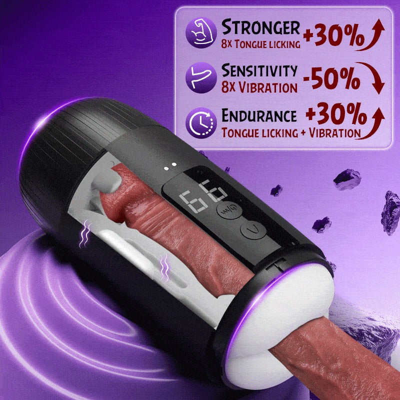 Selena - 8 Slap Tongue-Lick Male Masturbation with 2 Motors Vibration Massage Stroker Masturbation Cup - Tophatter Daily Deals