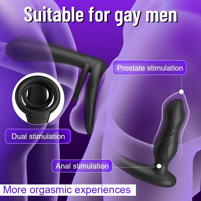 Double Penetration Double Vibration Couple Vibrator with Locking Sperm Ring Anal Toys - Tophatter Daily Deals