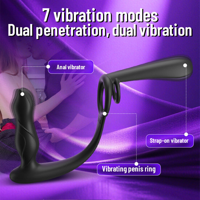 Double Penetration Double Vibration Couple Vibrator with Locking Sperm Ring Anal Toys - Tophatter Daily Deals