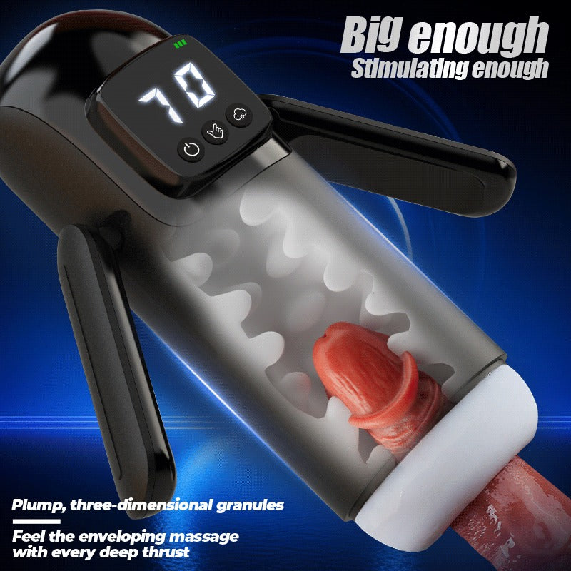 Phantom - 7 Suctions 7 Vibrations Dual Handles Large Granule Channel Texture Male Masturbator Masturbation Cup - Tophatter Daily Deals