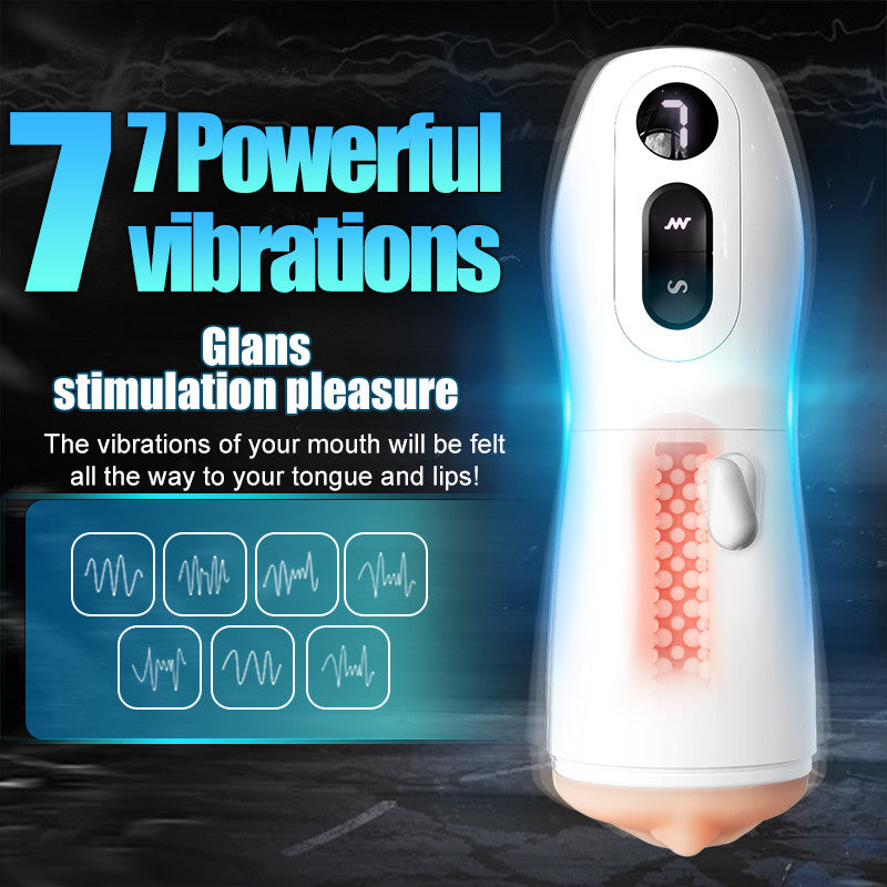 7-Mode Vibrating Automatic Male Masturbator Cup with Realistic Lip Entrance & Textured Tunnel Masturbation Cup - Tophatter Daily Deals