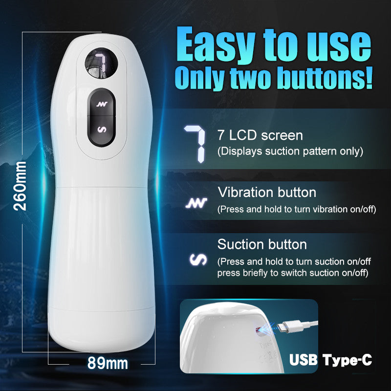 7-Mode Vibrating Automatic Male Masturbator Cup with Realistic Lip Entrance & Textured Tunnel Masturbation Cup - Tophatter Daily Deals