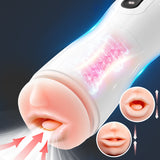 7-Mode Vibrating Automatic Male Masturbator Cup with Realistic Lip Entrance & Textured Tunnel White Masturbation Cup - Tophatter Daily Deals