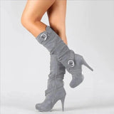 2025Sexy Knee High Women Boots Thin High Heel Round Toe Platform Fashion Ladies Pu Leather Boots Size 34-43 Lady Shoes - Tophatter Daily Deals