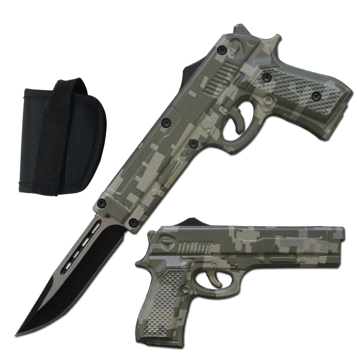 9 Inch Digital Camo Pistol Style OTF Auto Knife - TOPHATTER'S ARMORY DEALS Collectible Weapons - Tophatter Daily Deals