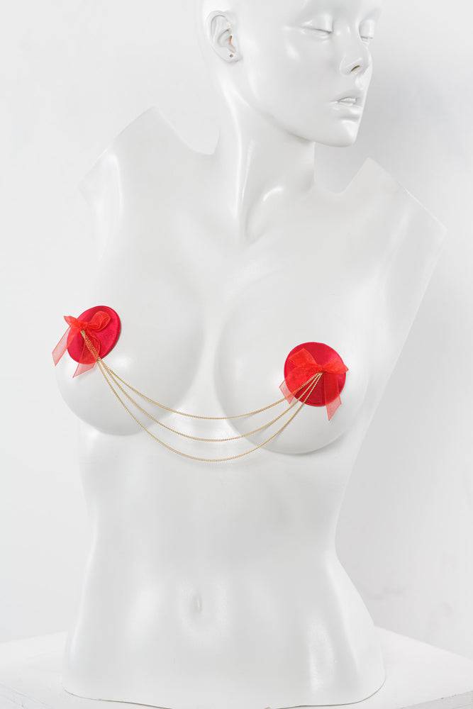 Coquette - 20328 - Pasties with Chain - Red/Gold Lingerie - Tophatter Daily Deals