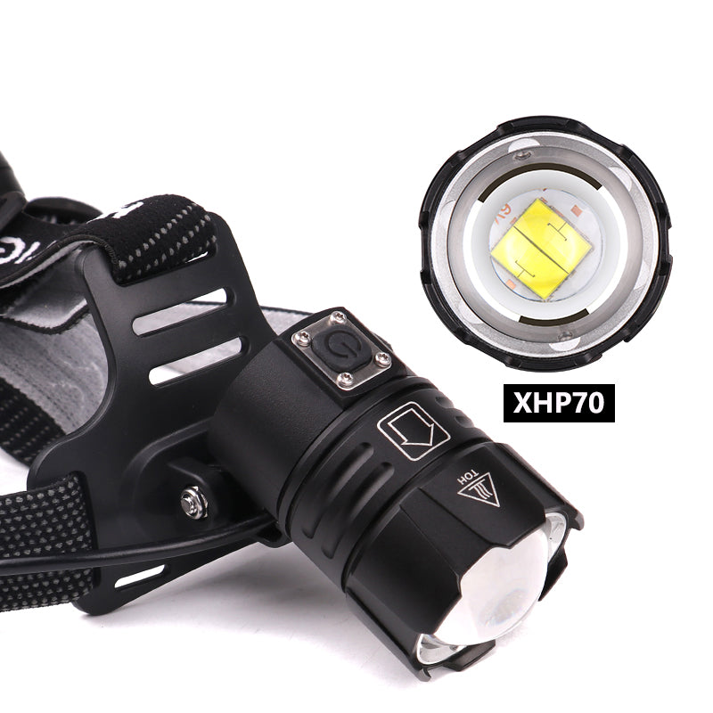 120,000LM Super Bright LED Rechargeable Headlamp, Zoomable Head lamp - Tophatter Daily Deals