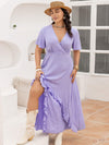 Plus Size Swiss Dot High-Low Surplice Dress Casual Dresses - Tophatter Daily Deals