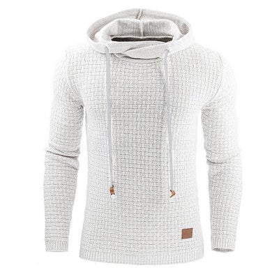 Warm Cozy Men’s Hooded Pullover - Textured Knit, Casual White - Tophatter Daily Deals