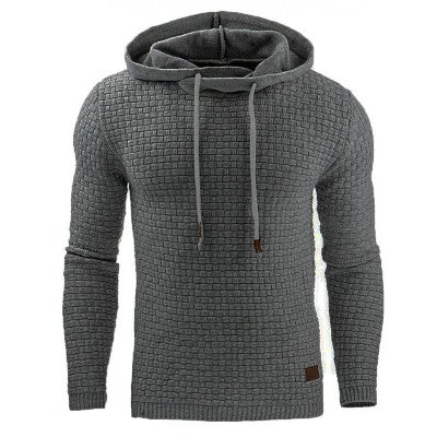 Warm Cozy Men’s Hooded Pullover - Textured Knit, Casual Dark gray - Tophatter Daily Deals