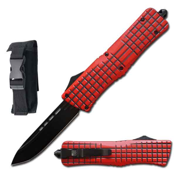9" Red Matrix Out Of The Front OTF Automatic Knife - TOPHATTER'S ARMORY DEALS Collectible Weapons - Tophatter Daily Deals