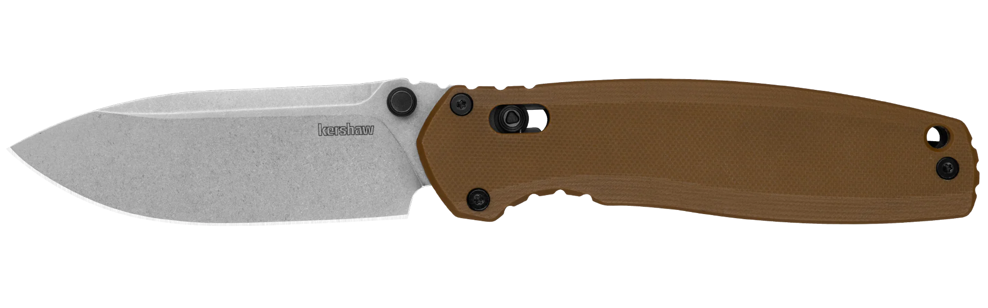 Kershaw Broadside - DuraLock - KVT Ball Bearings - D2 Steel - Brown G10 - 2052 Knives - Tophatter Daily Deals