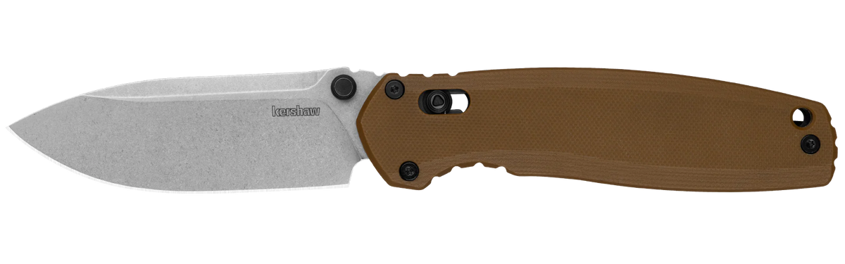 Kershaw Broadside - DuraLock - KVT Ball Bearings - D2 Steel - Brown G10 - 2052 Knives - Tophatter Daily Deals