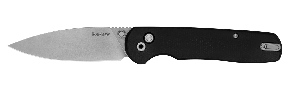 Kershaw Remnant- Button Lock - KVT Ball Bearings - D2 Steel - Black Linen Micarta Handle - 2054 Knives - Tophatter Daily Deals