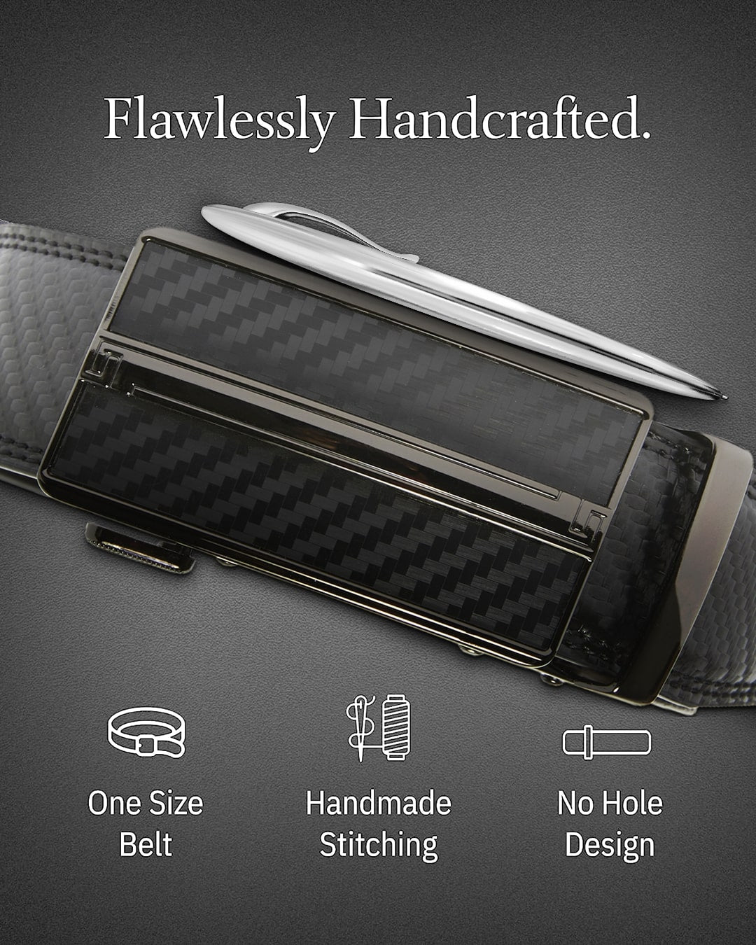 Microfiber Leather Ratchet Belt – No Holes, Custom Fit, 1.3" Strap Belts & Ties - Tophatter Daily Deals