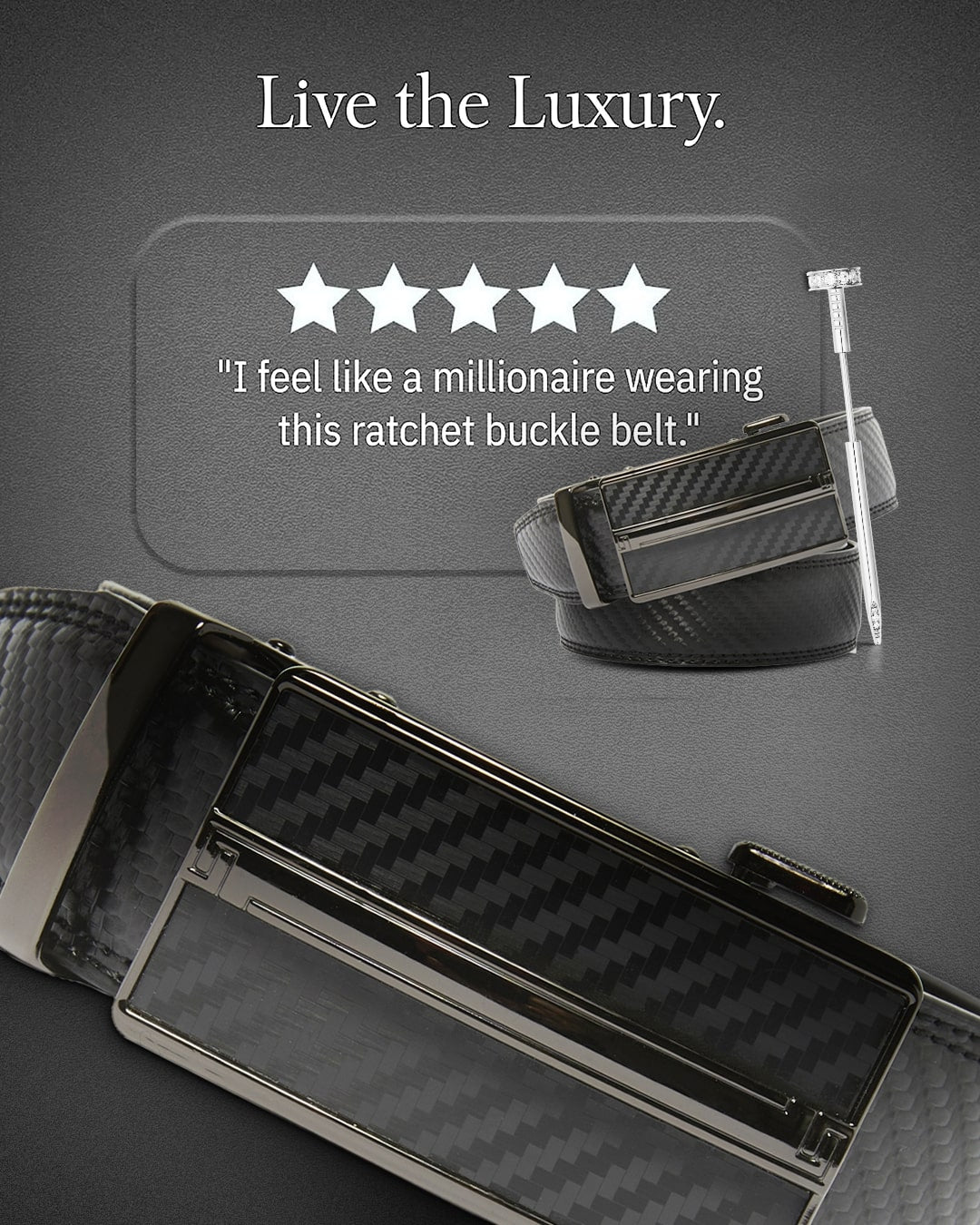 Microfiber Leather Ratchet Belt – No Holes, Custom Fit, 1.3" Strap Belts & Ties - Tophatter Daily Deals