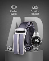 Microfiber Leather Ratchet Belt – No Holes, Custom Fit, 1.3" Strap Belts & Ties - Tophatter Daily Deals