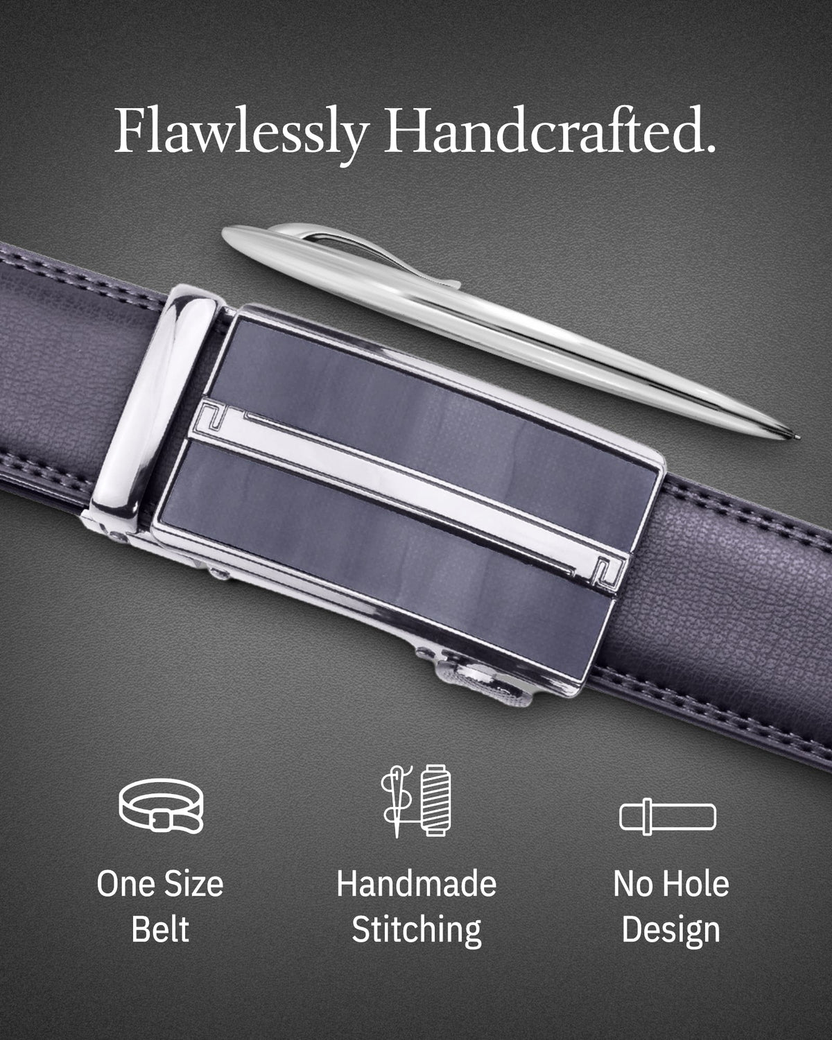 Microfiber Leather Ratchet Belt – No Holes, Custom Fit, 1.3" Strap Belts & Ties - Tophatter Daily Deals