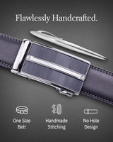 Microfiber Leather Ratchet Belt – No Holes, Custom Fit, 1.3" Strap Belts & Ties - Tophatter Daily Deals