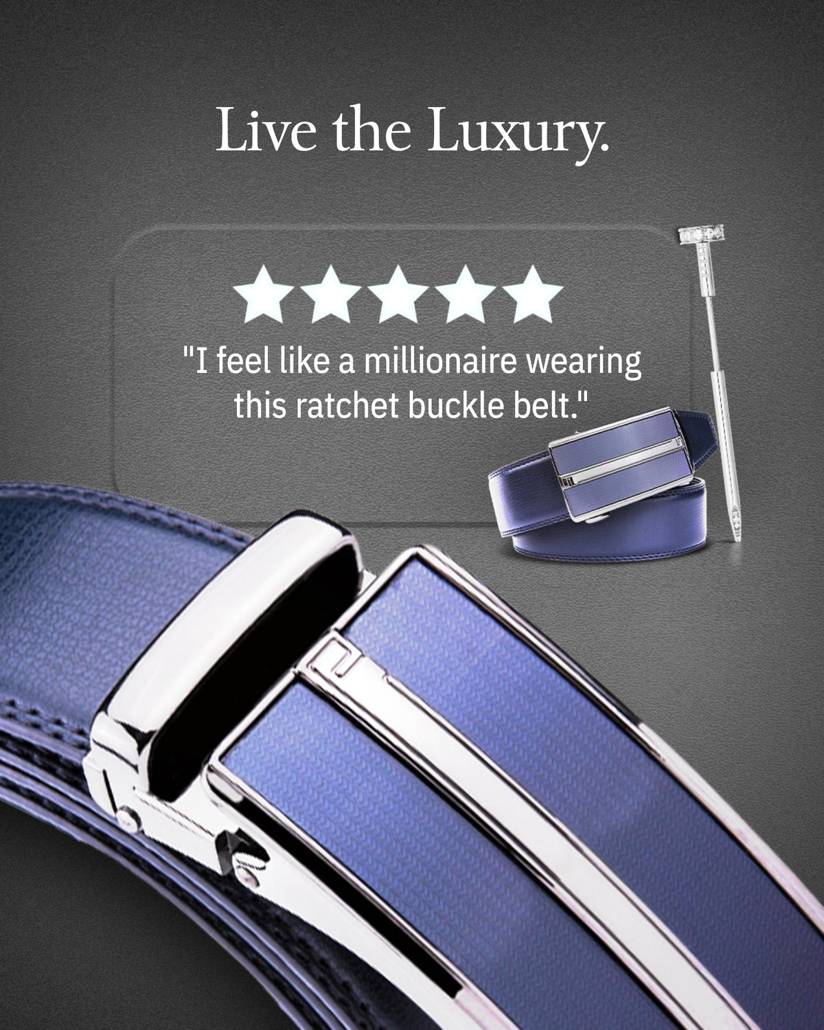 Microfiber Leather Ratchet Belt – No Holes, Custom Fit, 1.3" Strap Belts & Ties - Tophatter Daily Deals
