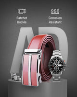 Microfiber Leather Ratchet Belt – No Holes, Custom Fit, 1.3" Strap Belts & Ties - Tophatter Daily Deals