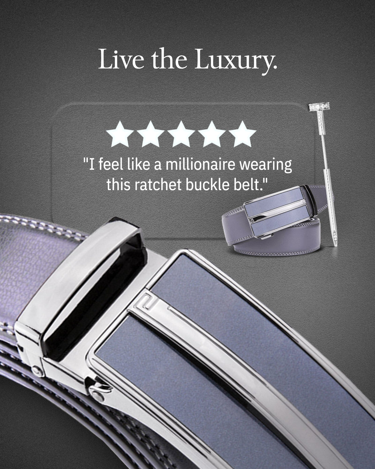 Microfiber Leather Ratchet Belt – No Holes, Custom Fit, 1.3" Strap Belts & Ties - Tophatter Daily Deals
