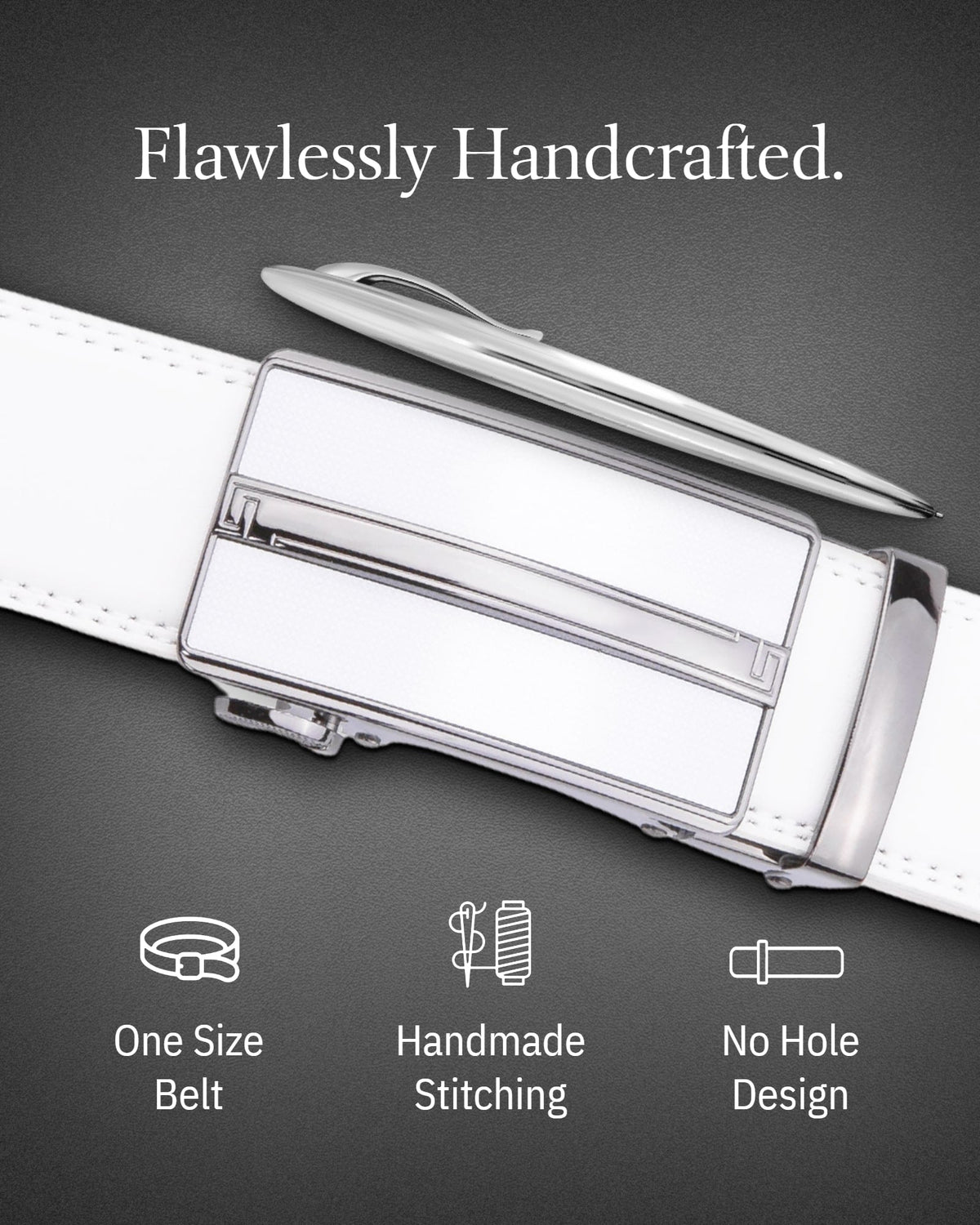 Microfiber Leather Ratchet Belt – No Holes, Custom Fit, 1.3" Strap Belts & Ties - Tophatter Daily Deals