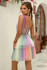 Gradient Tie-Shoulder Layered Dress Casual Dresses - Tophatter Daily Deals