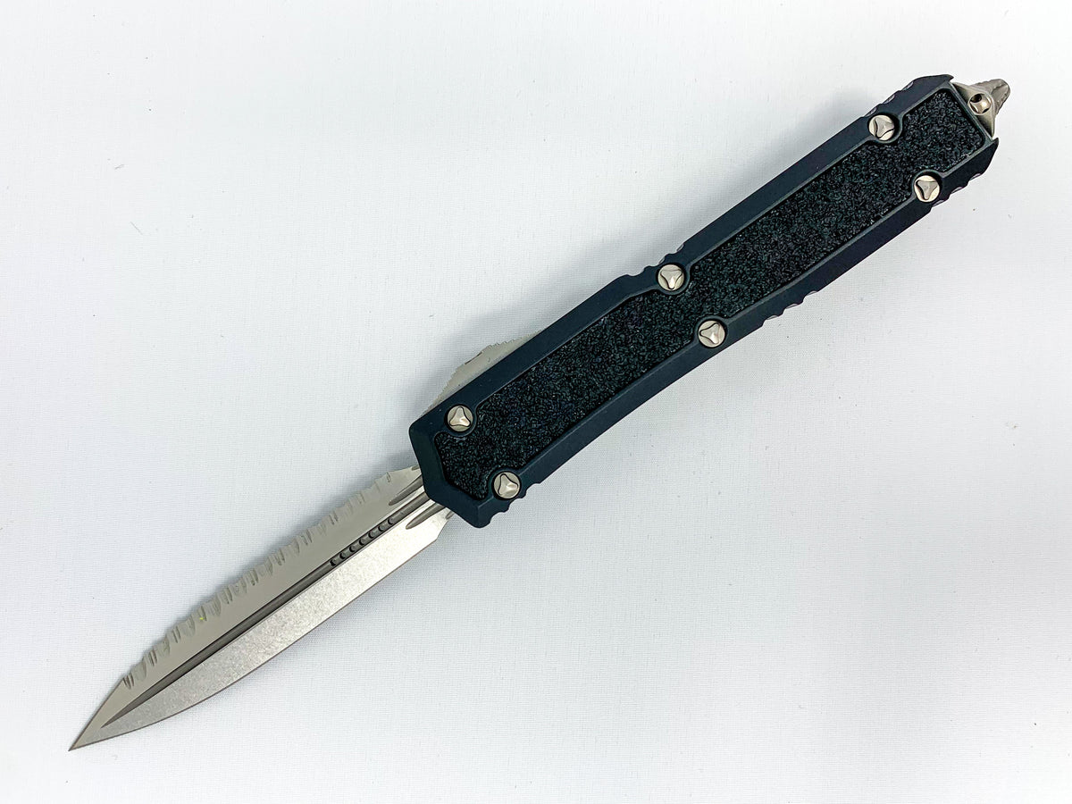Microtech Makora - Signature Series - Serrated Double Edge - Black Chassis - 206-12S Automatic Knives - Tophatter Daily Deals