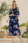 Celeste Full Size Floral Ruffle Tiered Midi Dress Casual Dresses - Tophatter Daily Deals