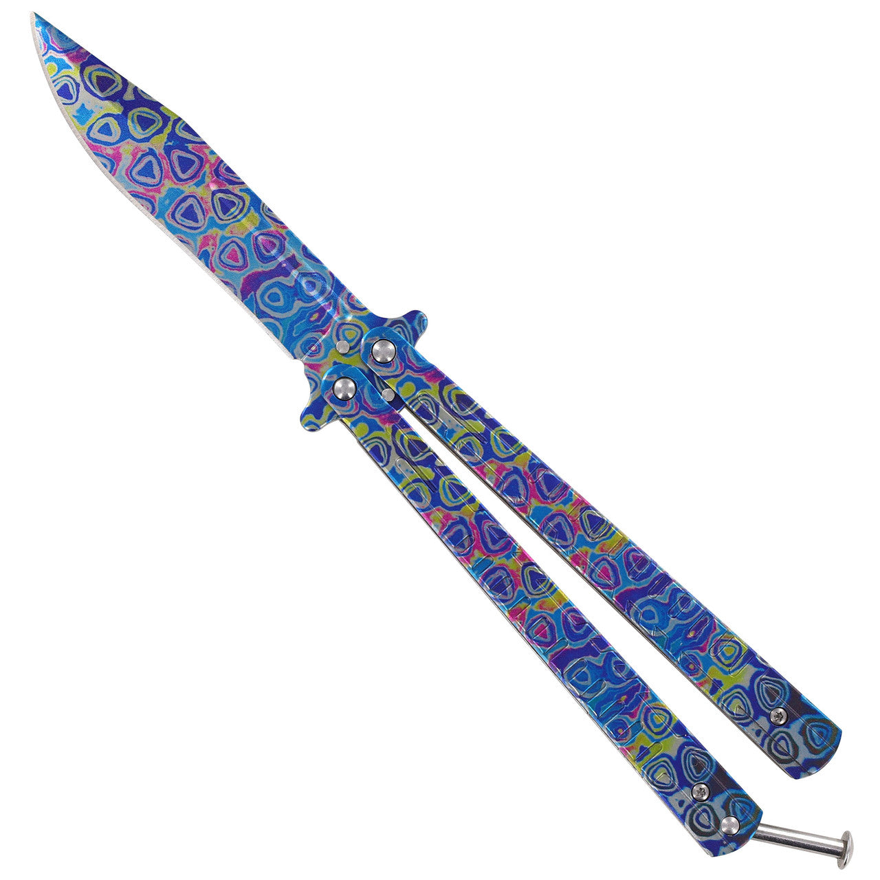 9.25" Psychedelic Trip Heavy Duty Balisong Flipper Butterfly Knife - TOPHATTER'S ARMORY DEALS Collectible Weapons - Tophatter Daily Deals