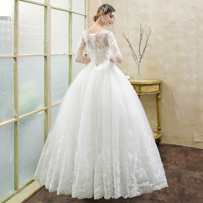 Bride's long-sleeved forest lace tail wedding dress 0 - Tophatter Daily Deals