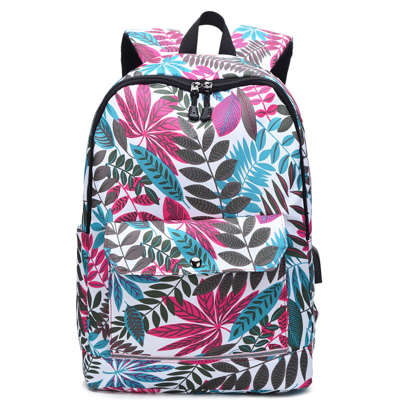 Backpack Female Backpack Computer Rechargeable Schoolbag Red 16 inches 0 - Tophatter Daily Deals