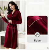 Burgundy island velvet fabric winter unisex flannel robe for men & women 0 - Tophatter Daily Deals