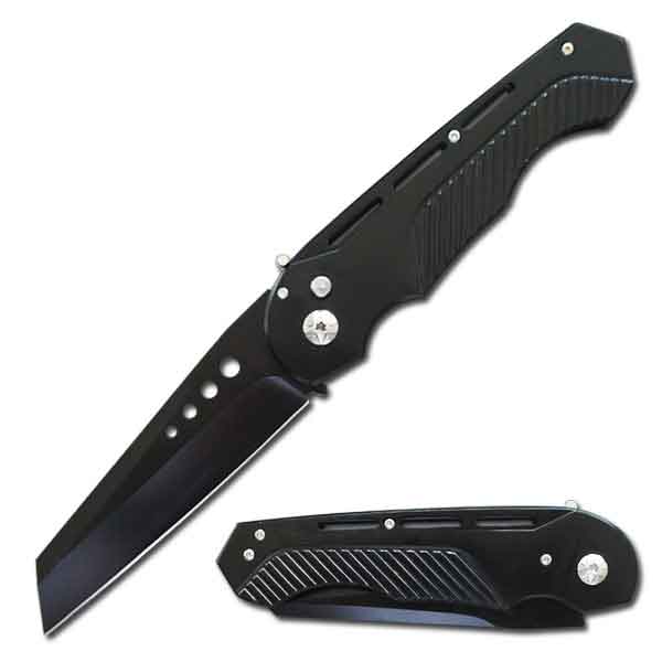 5.5" Closed Black Maddox Auto Switchblade Tanto Blade Knife - Tophatter's Inc. Weapons Store Online Collectible Weapons - Tophatter Daily Deals