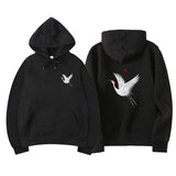 Oversized relaxed hoodie - embroidered crane, cotton blend Black 3D Changing Face Moving Picture Frame - Tophatter Daily Deals