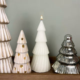 White Christmas Tree Shaped Candle | Unscented Novelty Xmas Tree Candle - 17cm Candle - Tophatter Daily Deals