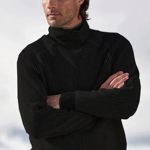 Soft Men's Turtleneck Sweater - Ribbed Cashmere For Winter Black - Tophatter Daily Deals