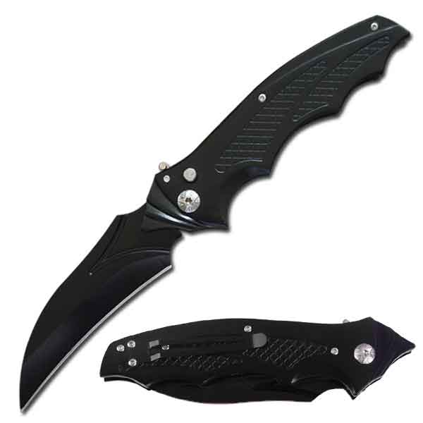 5.95" Closed Black Automatic Switch Blade Bat Knife - Tophatter's Guns'N'Weapons Store Collectible Weapons - Tophatter Daily Deals
