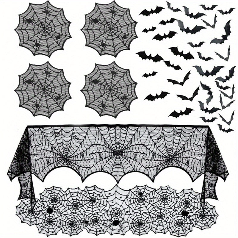 Halloween Lace Spiderweb Party Decoration Set (22pcs) Halloween - Tophatter Daily Deals