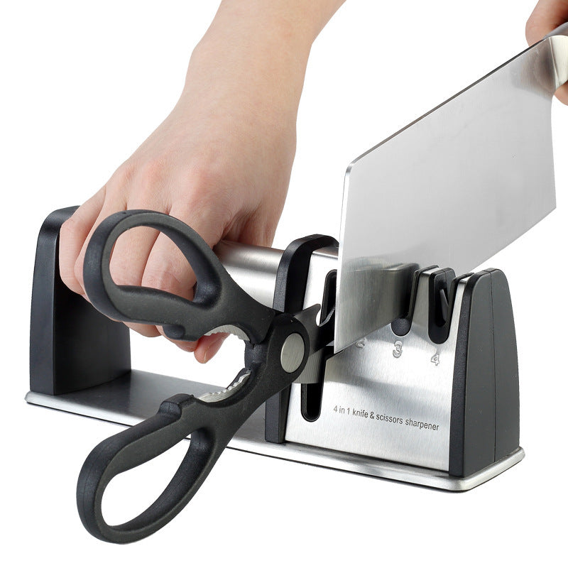 4 In 1 Knife Sharpener 3 Stages Kitchen Grinding Machine Professional Knife Sharpening Tools Household Quick Sharpening Stone 0 - Tophatter Daily Deals