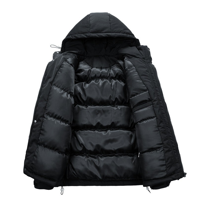 Warm Men's Puffer Jacket - Hooded Short Parka, Cotton 3D Changing Face Moving Picture Frame - Tophatter Daily Deals